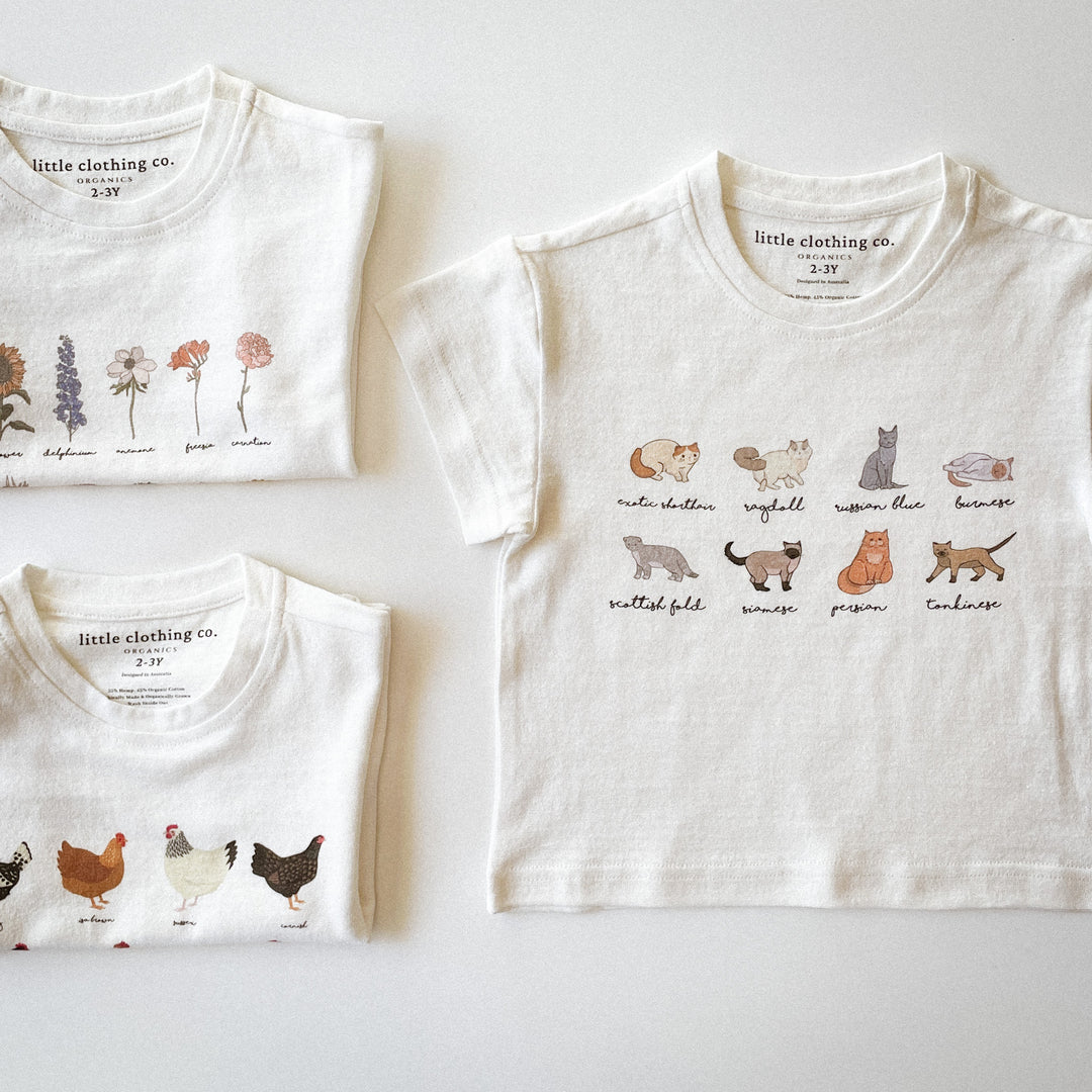 Cat Breeds Tee in Hemp & Organic Cotton / Organic Cotton