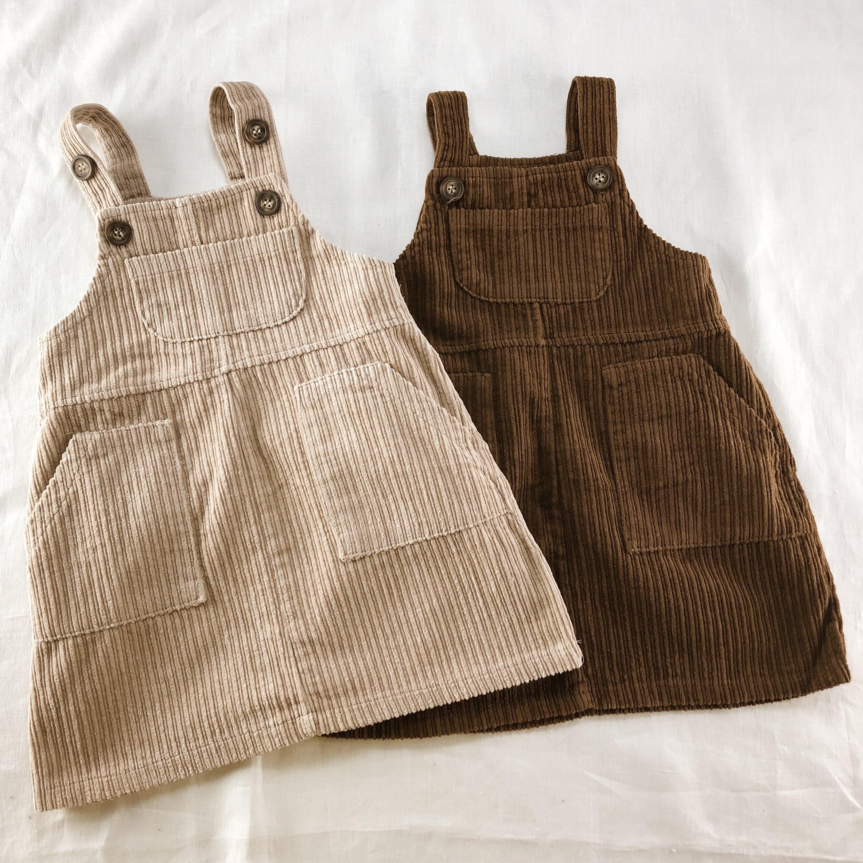 Classic Chunky Corduroy Overall Dress 1-2 4-5 5-6 Oatmeal / 4-5Y