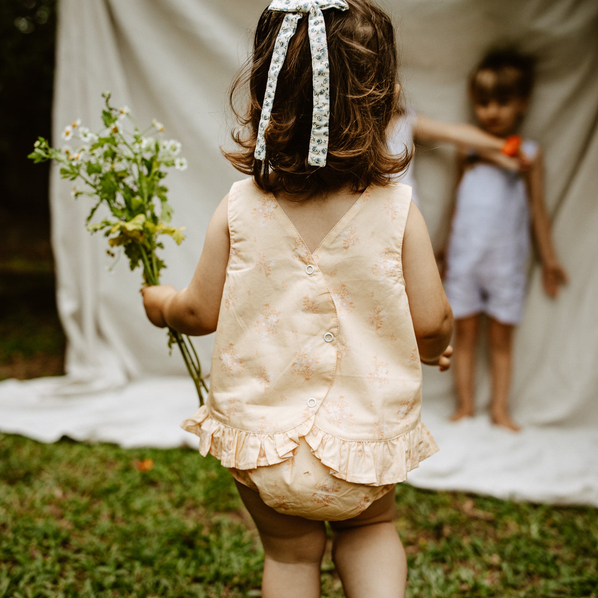 Tiny Orange Floral Knit Ellen Bishop Bloomer Set