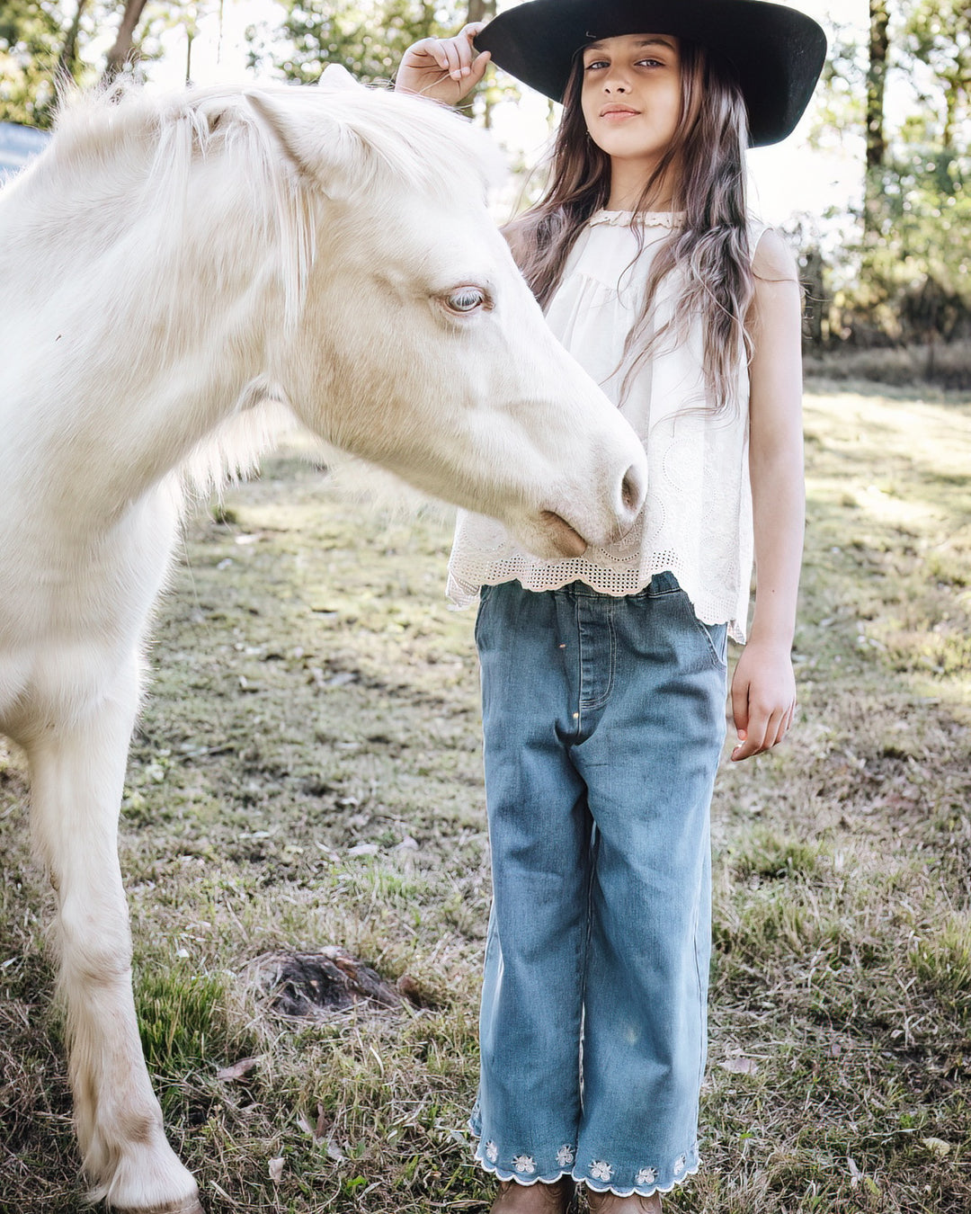 The Wildflower Wander Jeans with Scallop Trim