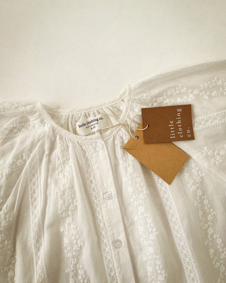 The Vintage Garden Lace Blouse in Soft White