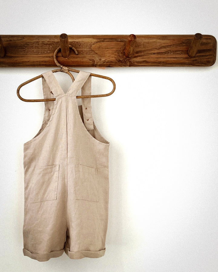 The Pure Linen Short Overalls in Natural
