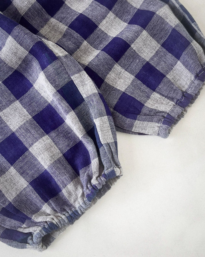 Slate Blue Check Pants in Lightweight 100% Cotton