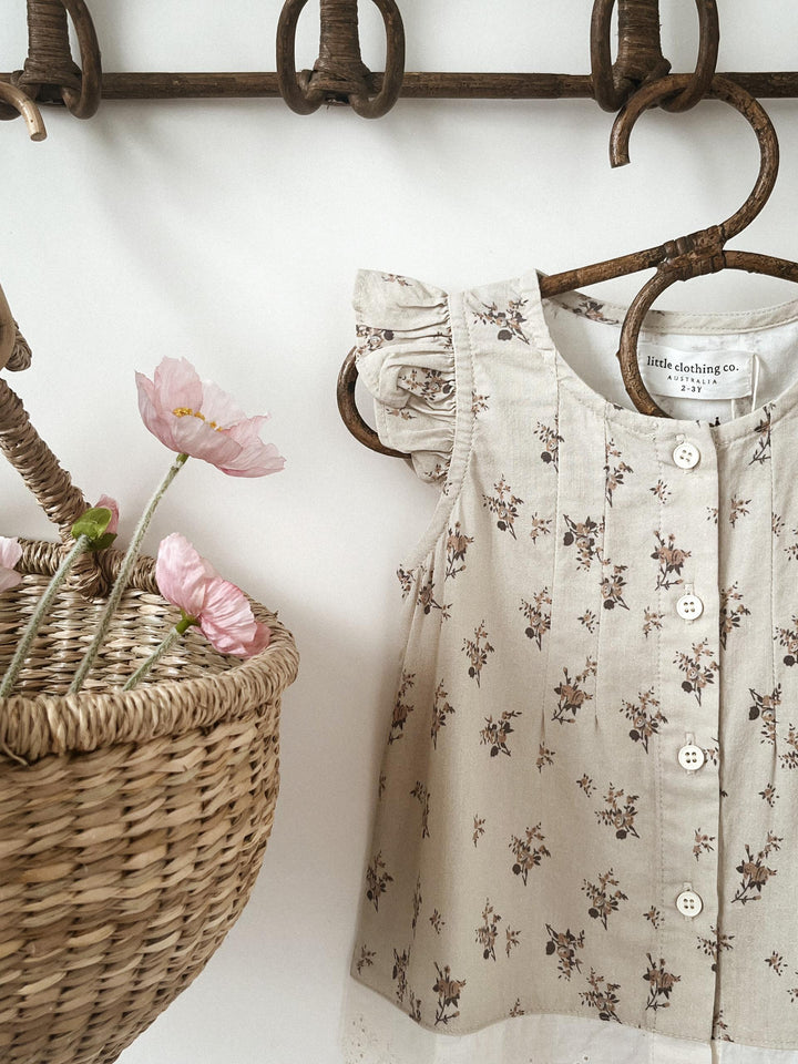 Meadow Dreams Blouse & Pants Set — Vintage-Inspired Floral Two-Piece