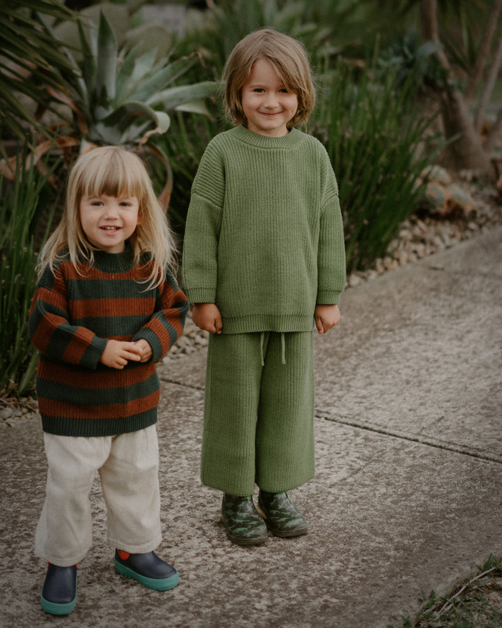 Cotton Knit Pants in Clover