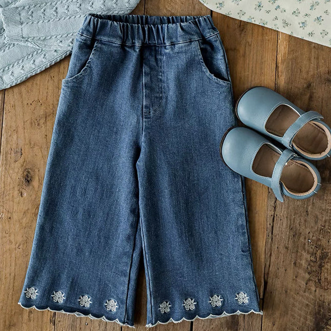 The Wildflower Wander Jeans with Scallop Trim