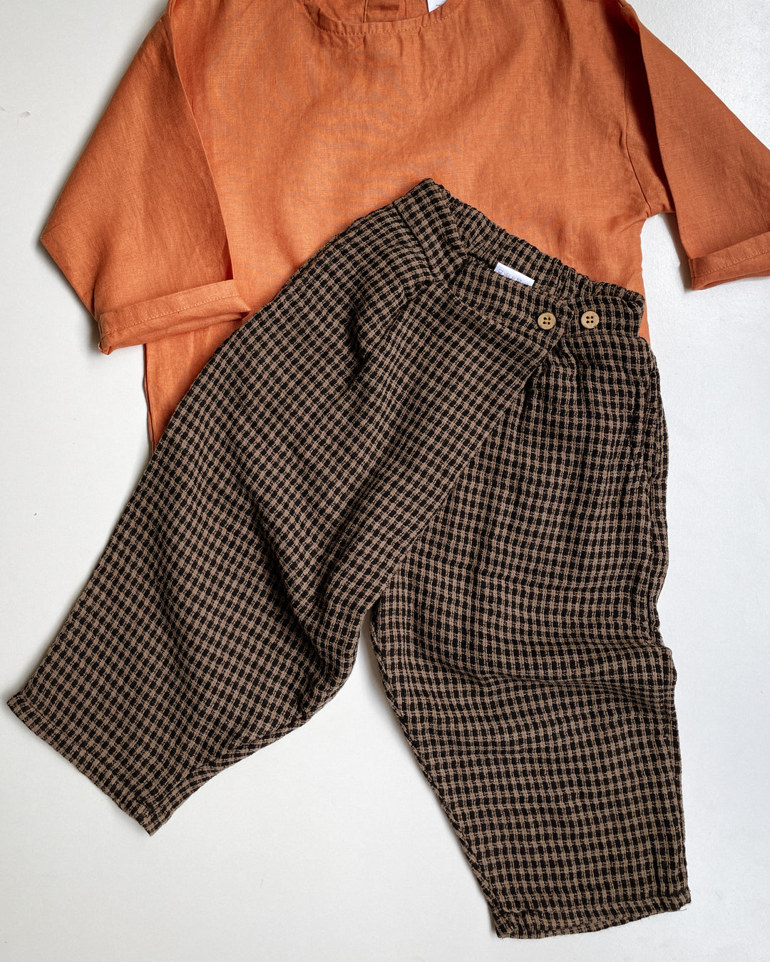 The Oliver Pants – Vintage Brown Plaid Cotton Linen
