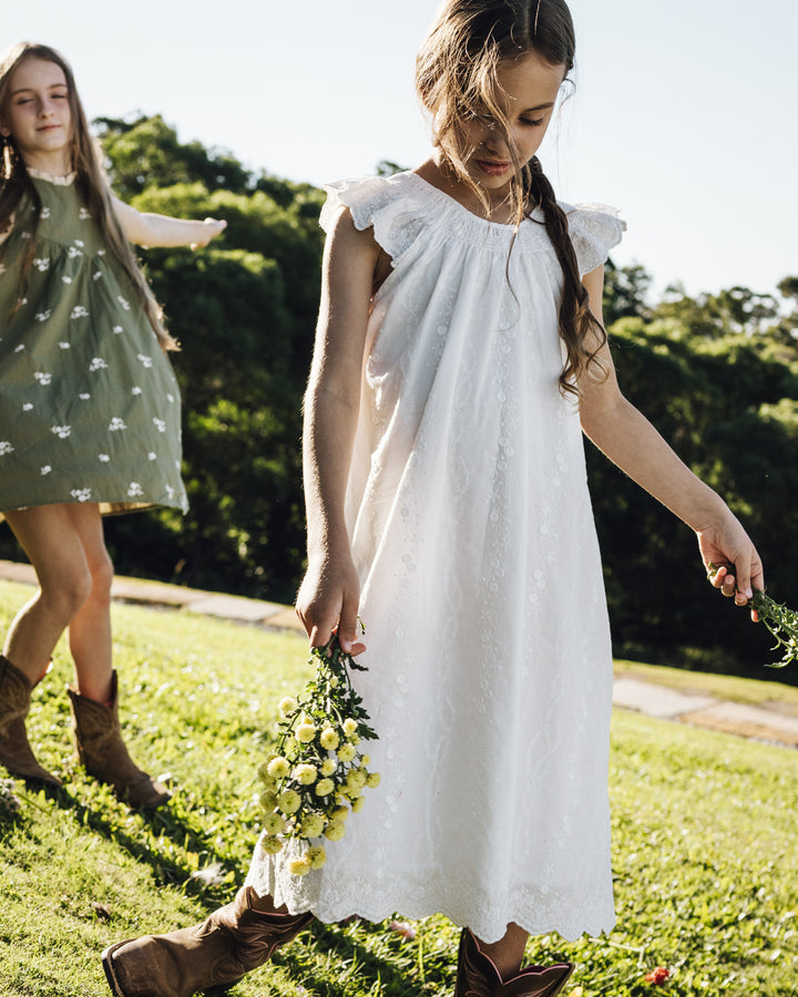 Dreamy Days Embroidered White Lace Dress