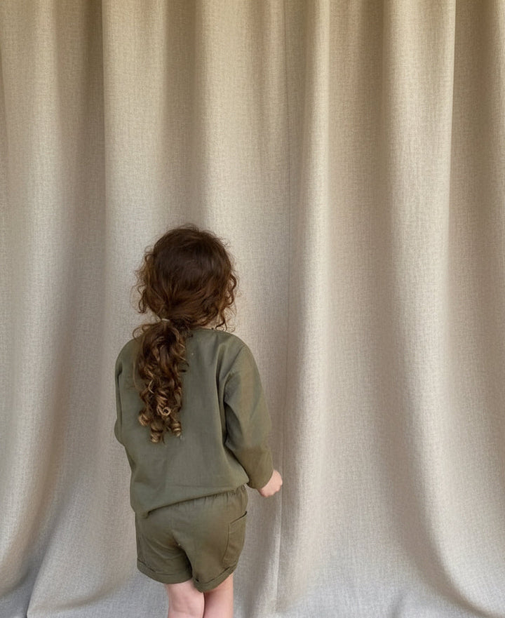 The Summer Days Linen Long Sleeve Shirt in Earth Green