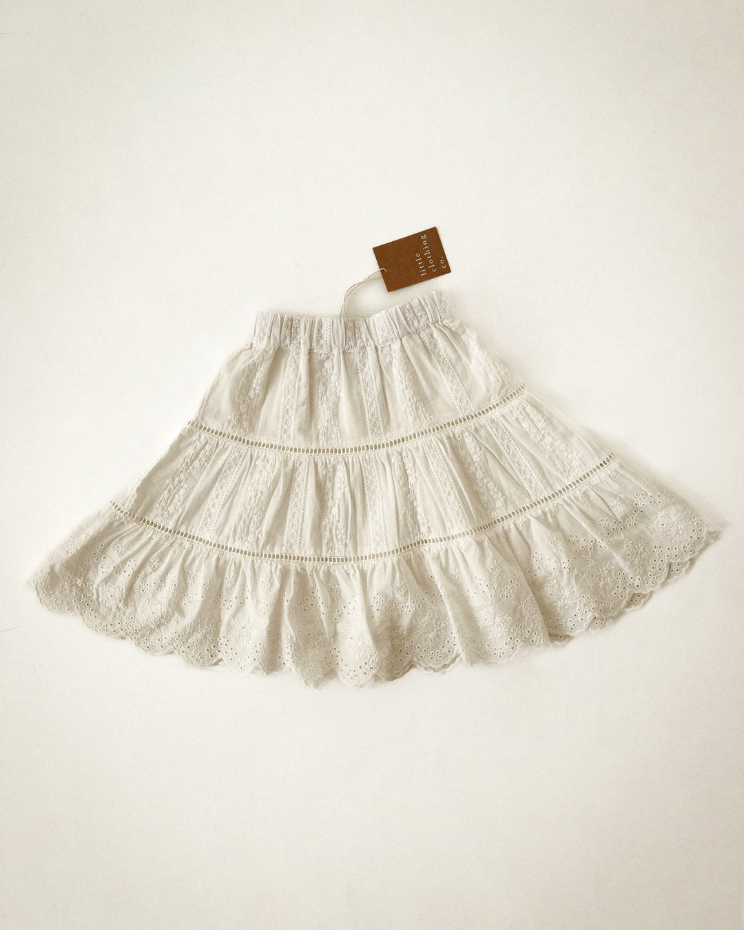 The Vintage Garden Lace Skirt in Soft White