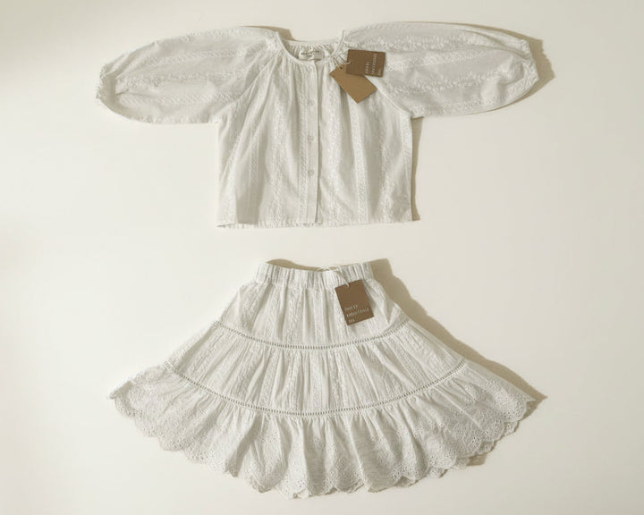 The Vintage Garden Lace Blouse in Soft White