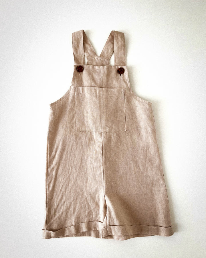 The Pure Linen Short Overalls in Natural