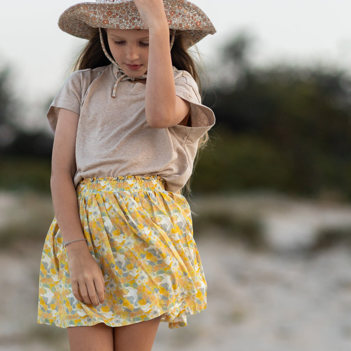Whimsy Days in Soaring Birds Skirt - Sunshine