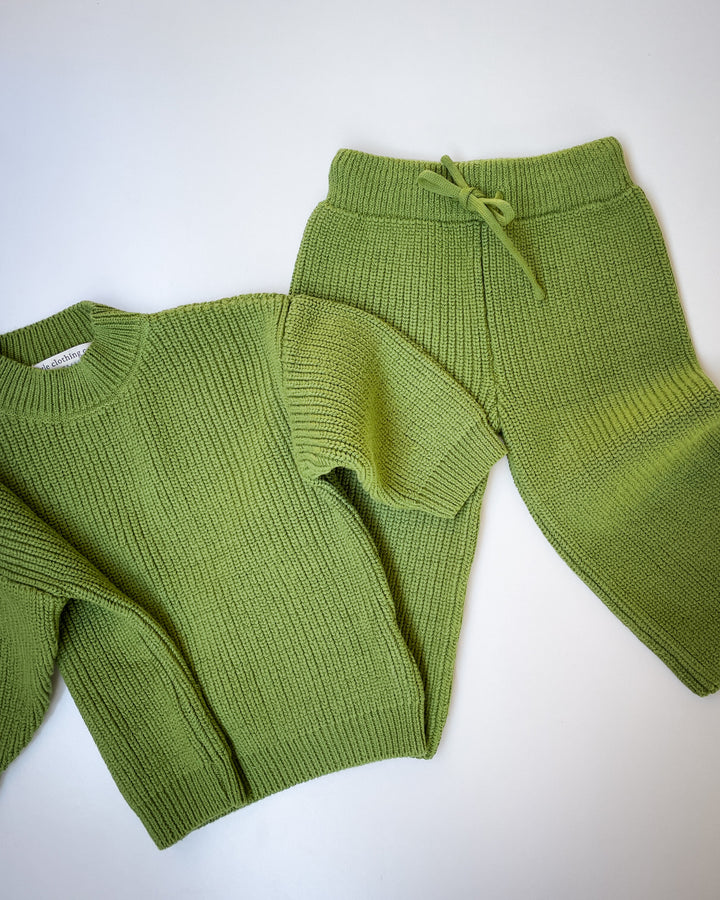 Cotton Knit Pants in Clover