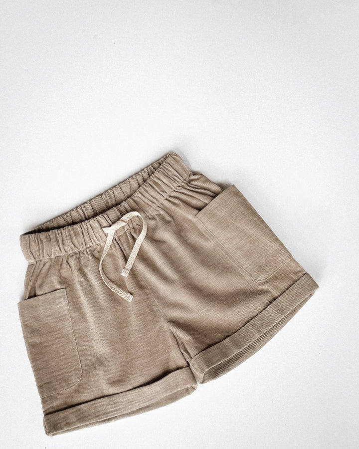 The Little Explorer Corduroy Shorts in Oatmeal