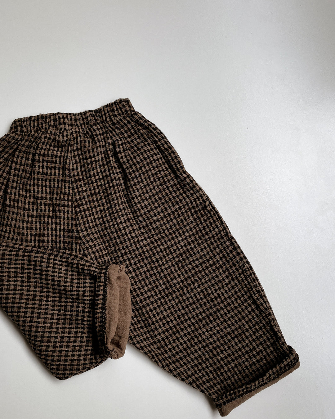 The Oliver Pants – Vintage Brown Plaid Cotton Linen