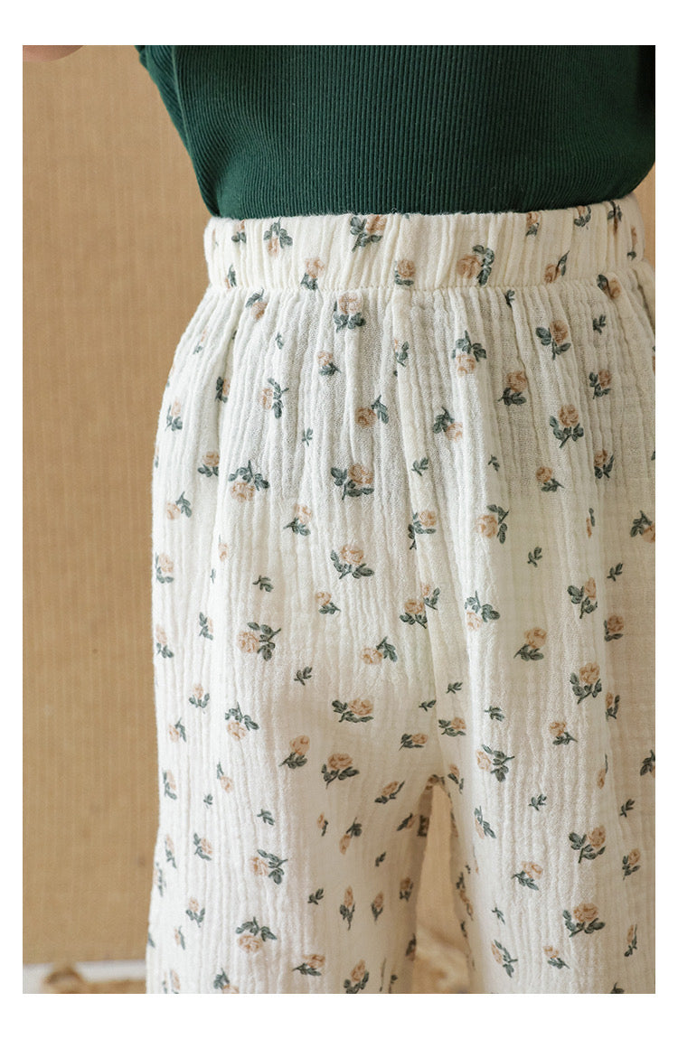Lightweight Floral Summer Cotton Muslin Pants