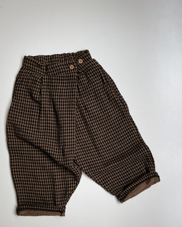The Oliver Pants – Vintage Brown Plaid Cotton Linen