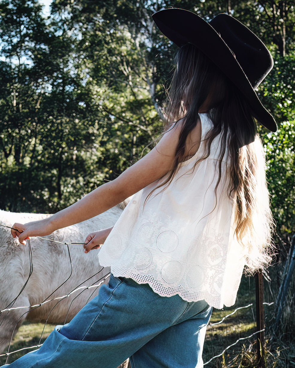 Heirloom Sleeveless Broderie Lace Top