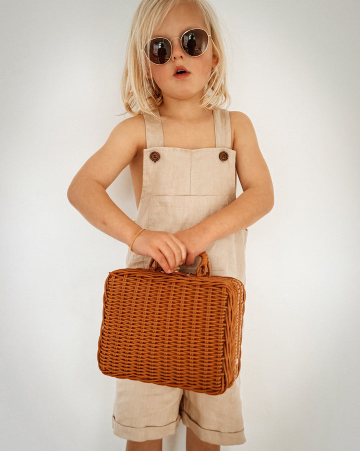 The Pure Linen Short Overalls in Natural