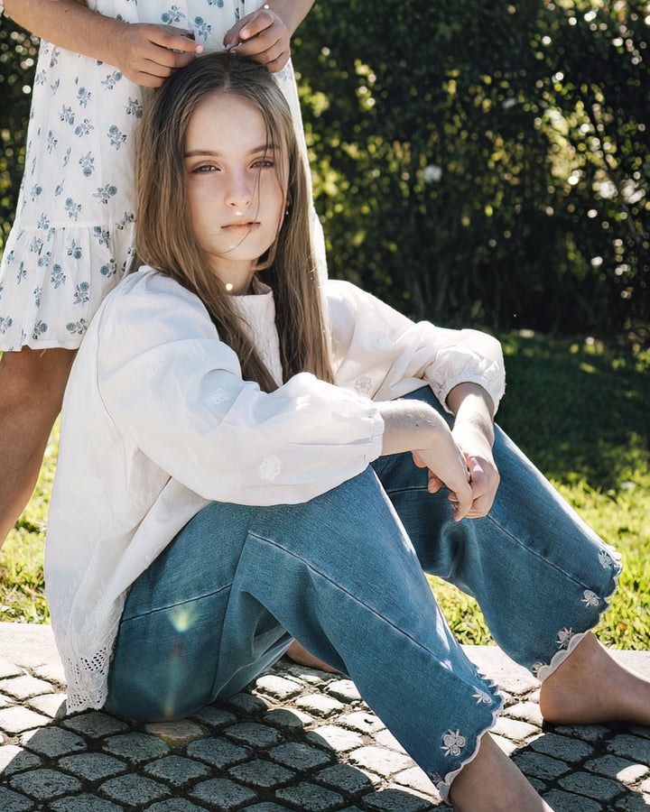 The Wildflower Wander Jeans with Scallop Trim