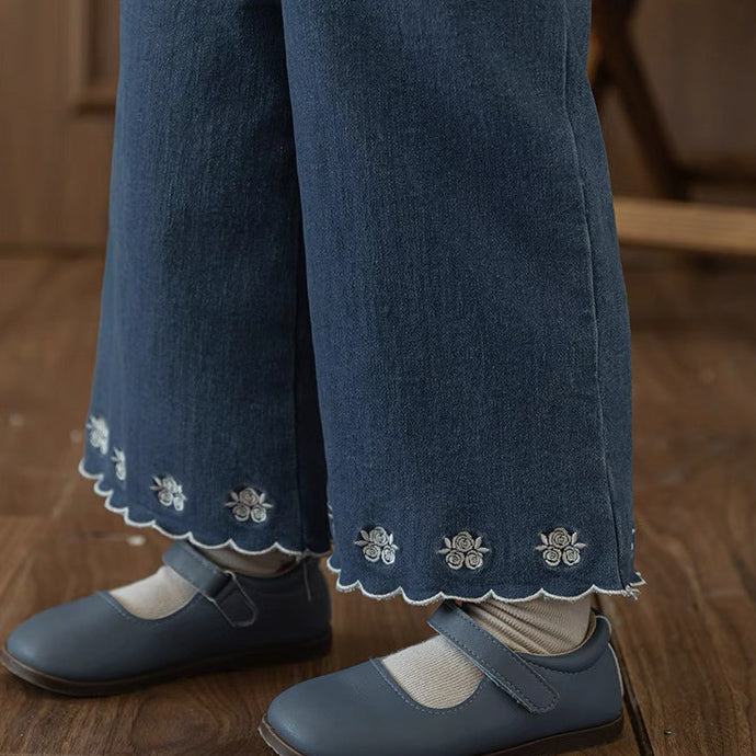 The Wildflower Wander Jeans with Scallop Trim