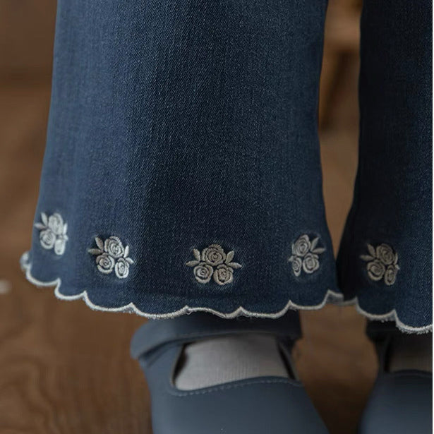 The Wildflower Wander Jeans with Scallop Trim