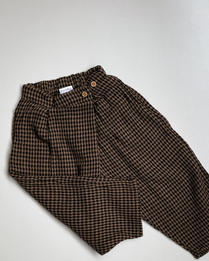 The Oliver Pants – Vintage Brown Plaid Cotton Linen