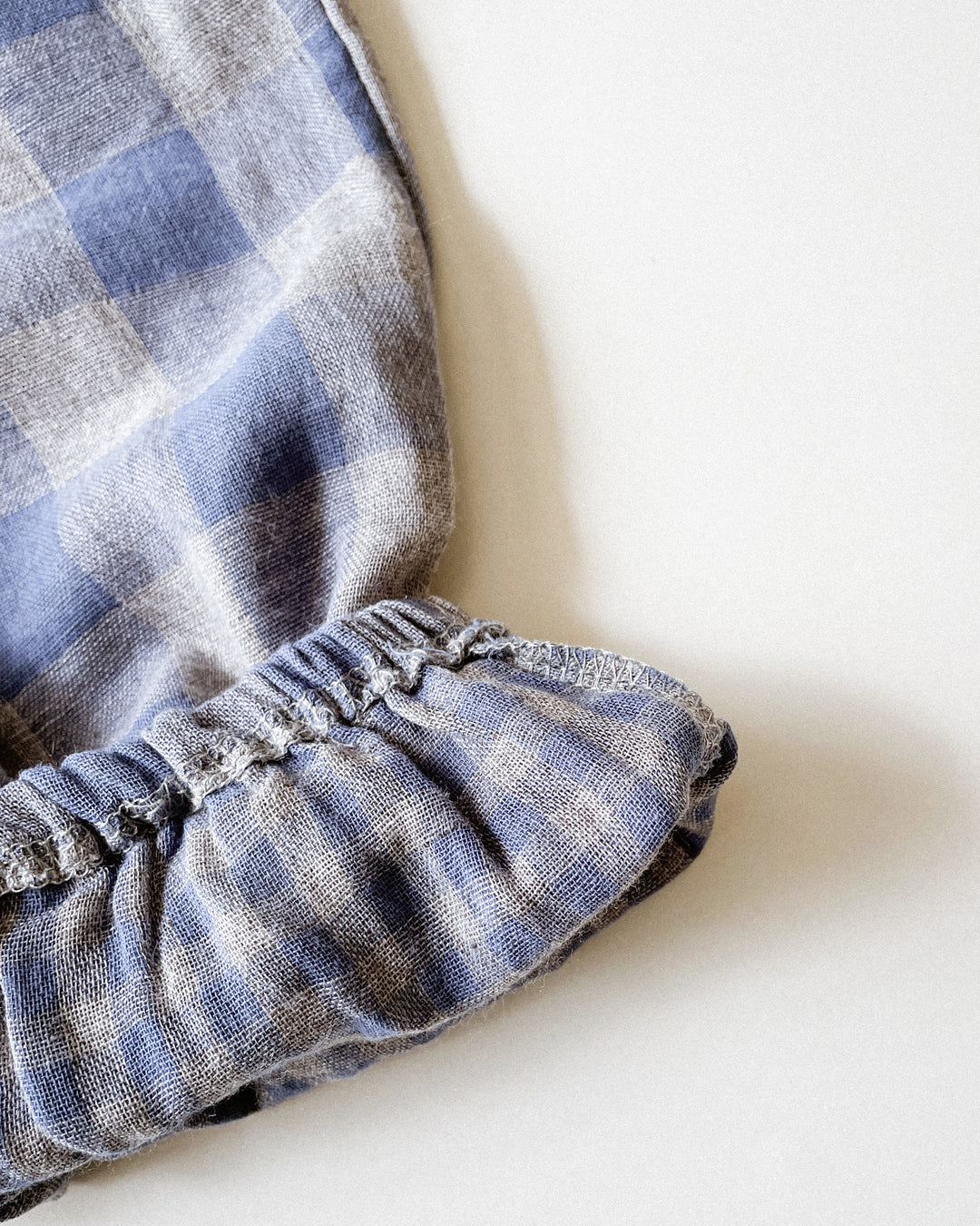 Slate Blue Check Pants in Lightweight Linen & Cotton