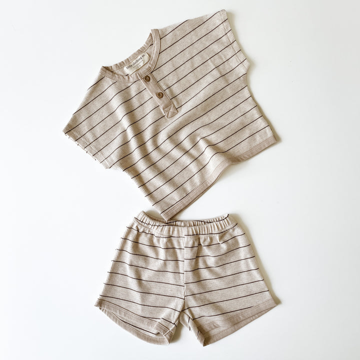 Stripe Waffle Top & Shorts Play Set - 100% Cotton