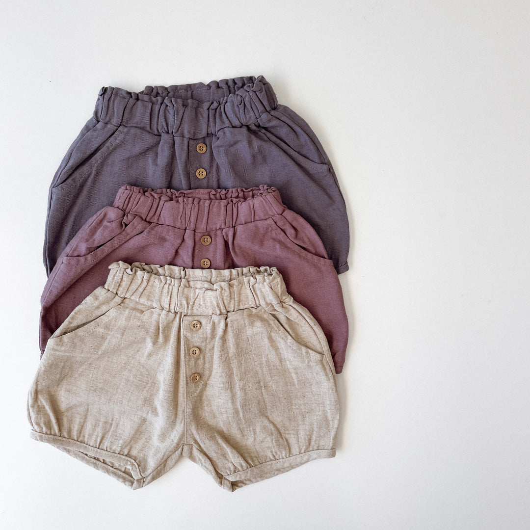 Linen & Cotton Natural Fibre Bubble Shorts