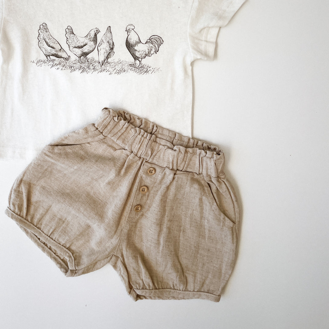 Linen & Cotton Natural Fibre Bubble Shorts