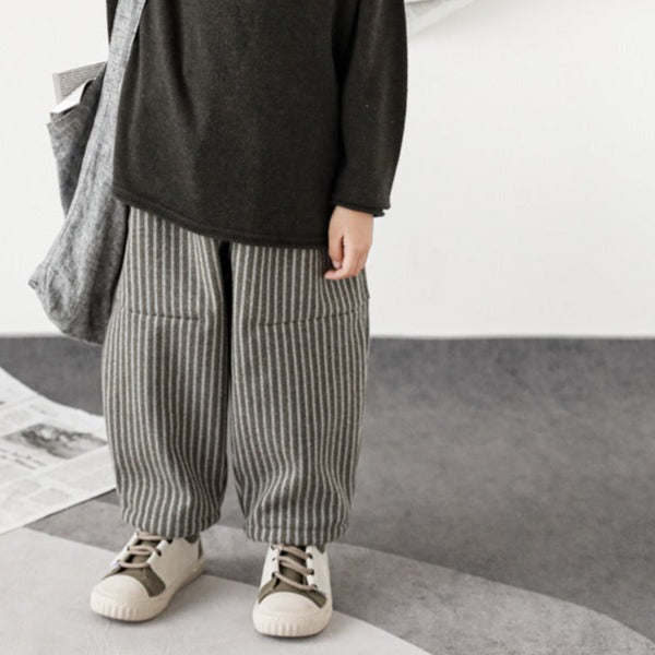 Cosy Brushed Cotton Pinstripe Pants with Fleece Lining