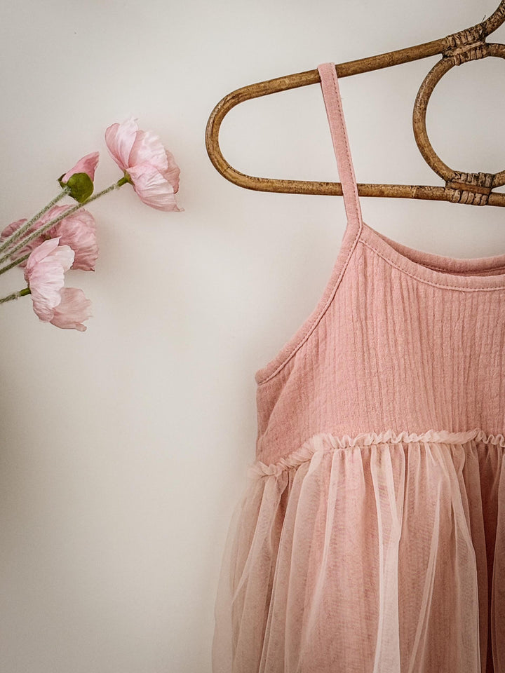 Vintage inspired tulle party dress for girls summer breathable cotton