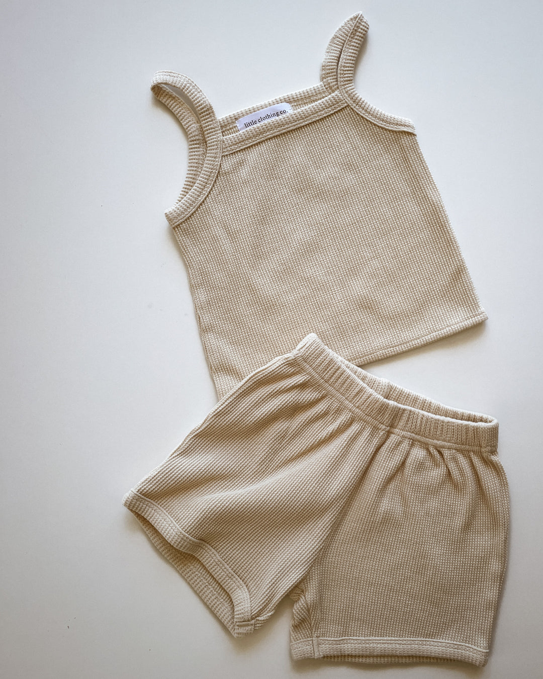 Waffle Singlet Top & Shorts Set - 100% Cotton - In Three Colourways