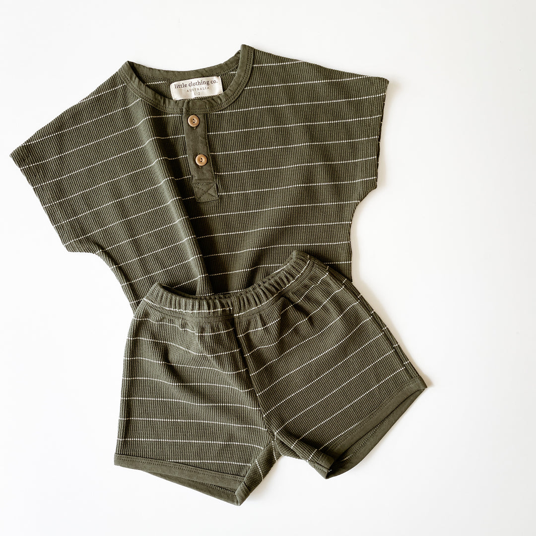 Stripe Waffle Top & Shorts Play Set - 100% Cotton