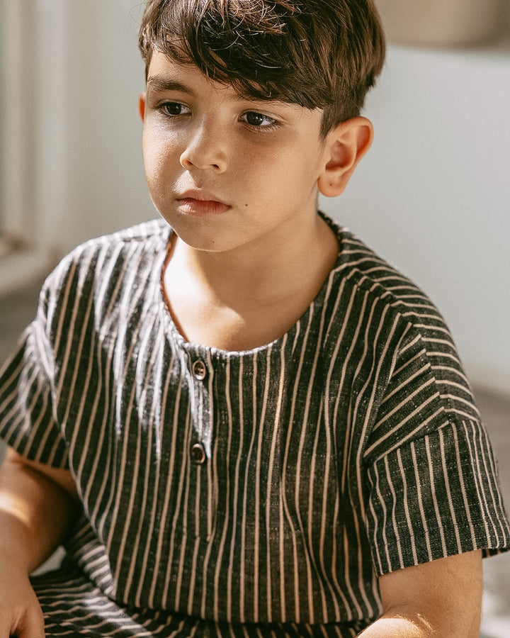 Pinstripe Vintage Woven Shirt - Cotton & Recycled Natural Fibres