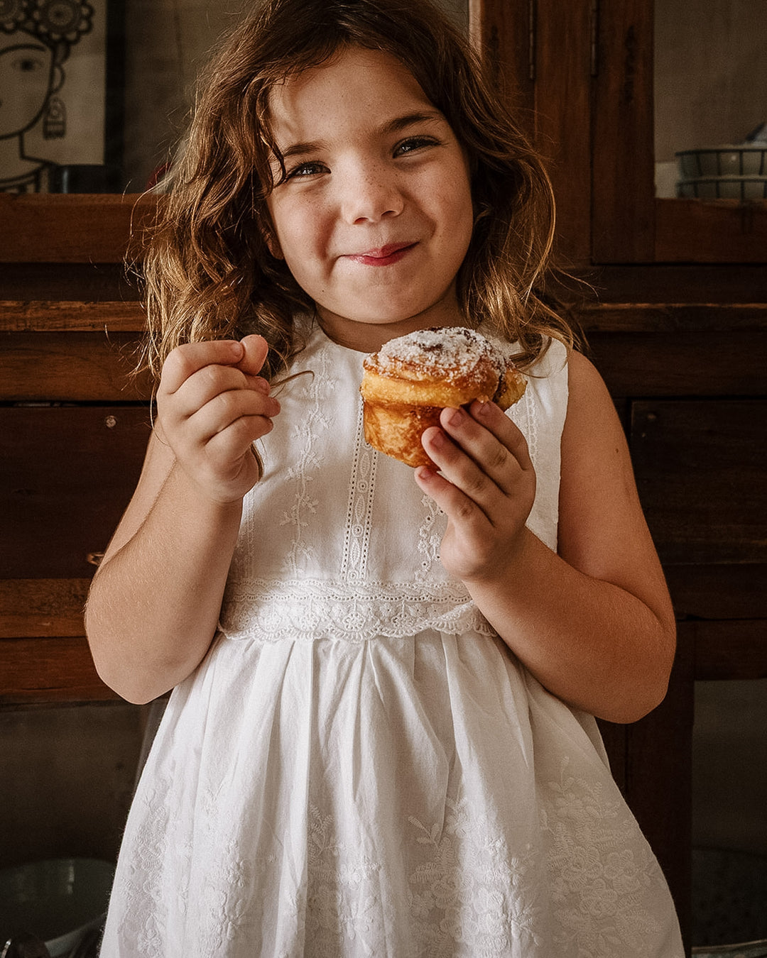 Whimsy Heirloom Sleeveless Dress In Soft Vintage White