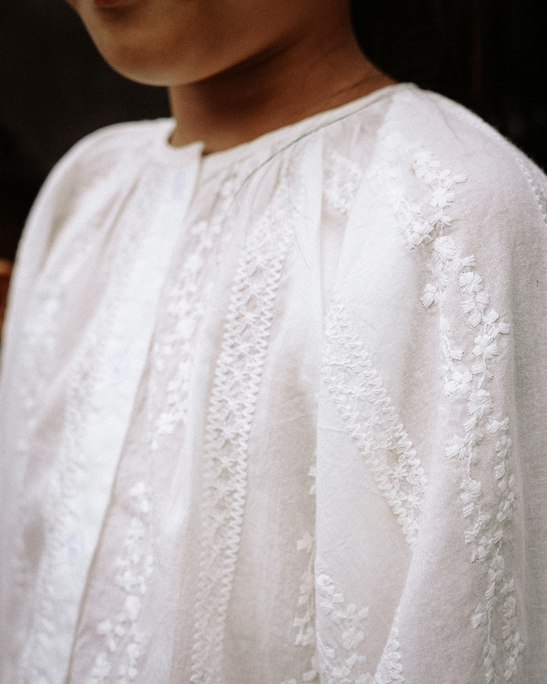 The Vintage Garden Lace Blouse in Soft White