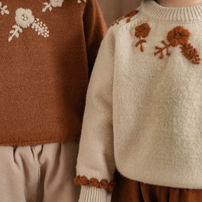Whimsical Floral Hand-Embroidered Jumper