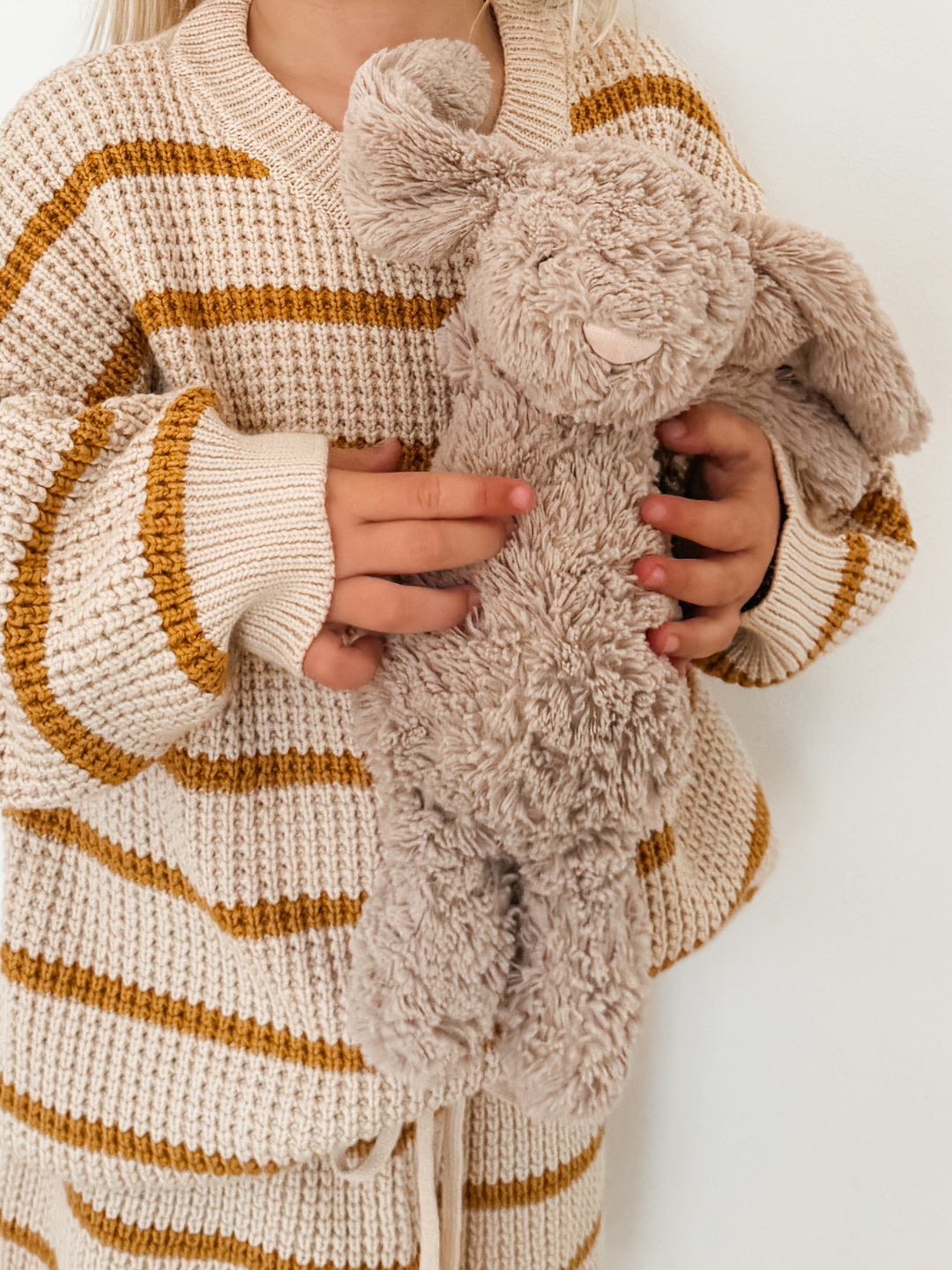 Pure Cotton Mustard Stripe Waffle Knit Jumper