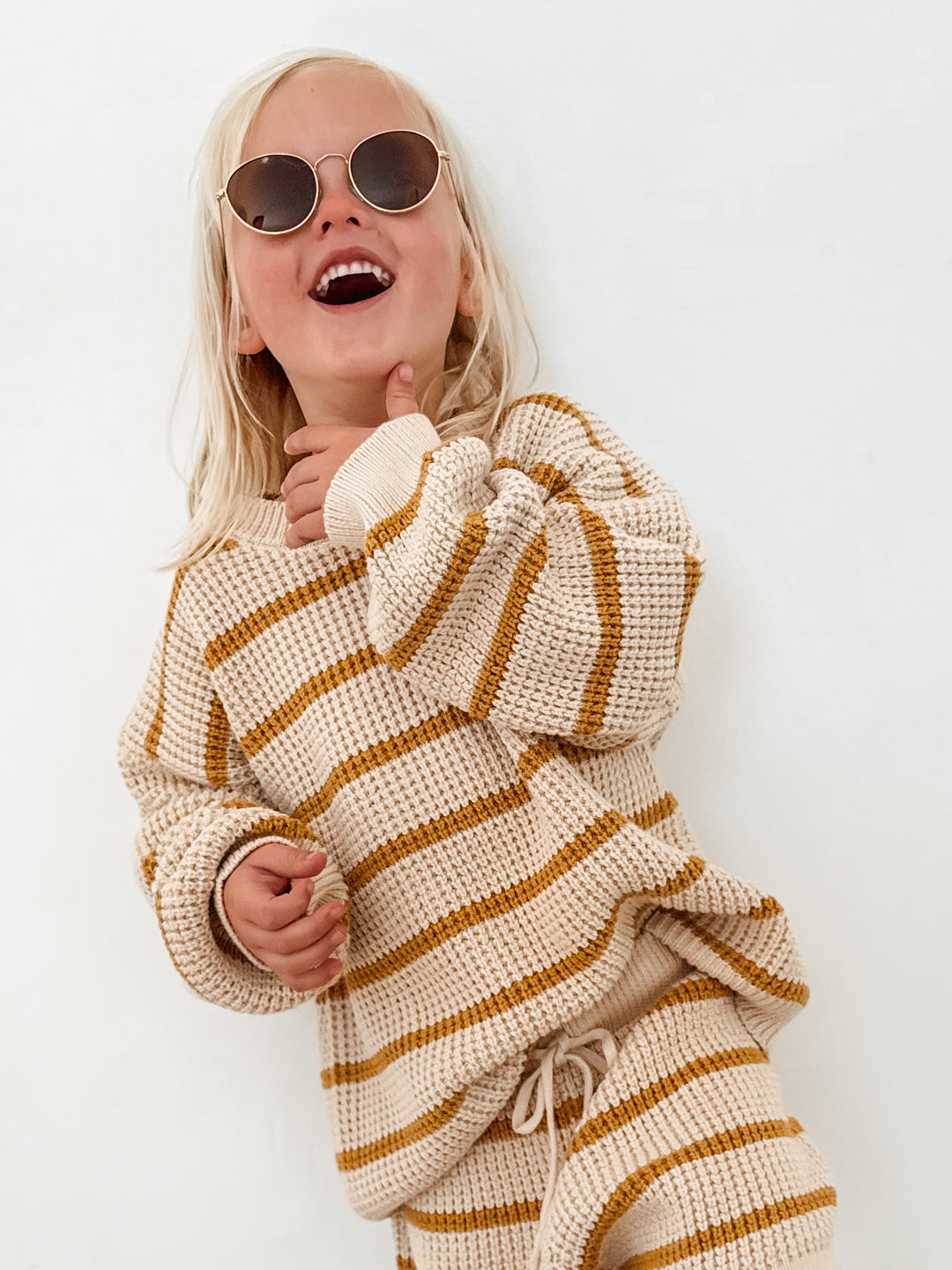 Pure Cotton Mustard Stripe Waffle Knit Shorts