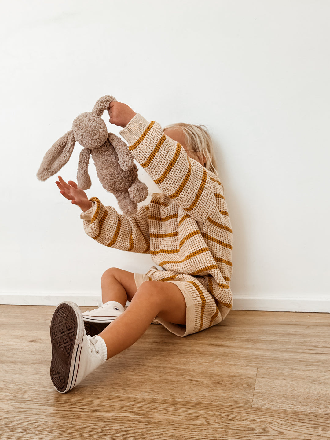 Pure Cotton Mustard Stripe Waffle Knit Shorts
