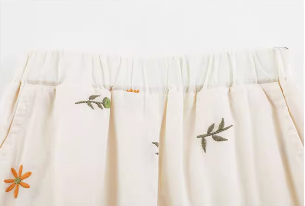 Embroidered Sunflower Summer Meadow Pants