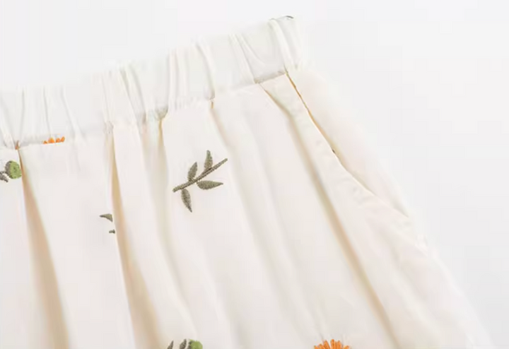 Embroidered Sunflower Summer Meadow Pants