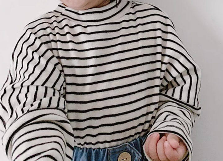 Brushed Cotton Stripe Long Sleeve Top