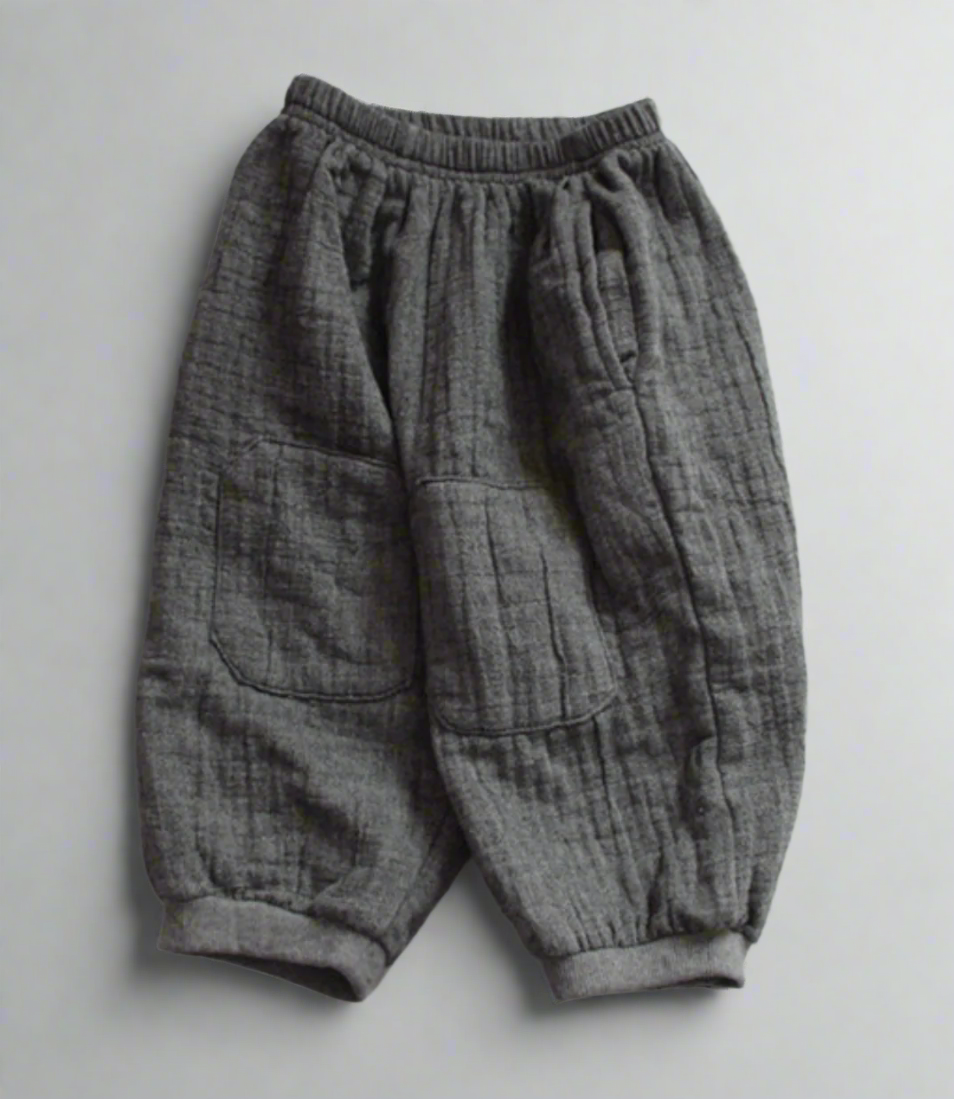 Cotton Flax Harem 3/4 Pants with Knee Patches