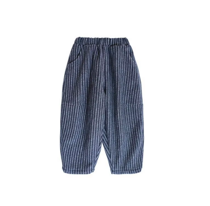 Cosy Brushed Cotton Pinstripe Pants with Fleece Lining