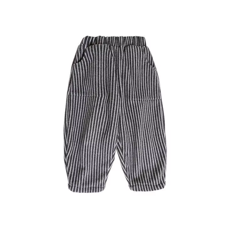Cosy Brushed Cotton Pinstripe Pants with Fleece Lining