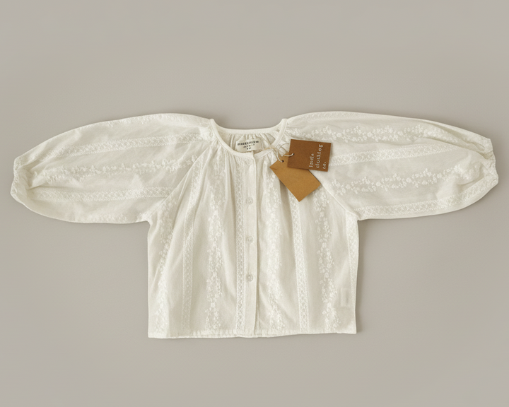 The Vintage Garden Lace Blouse in Soft White